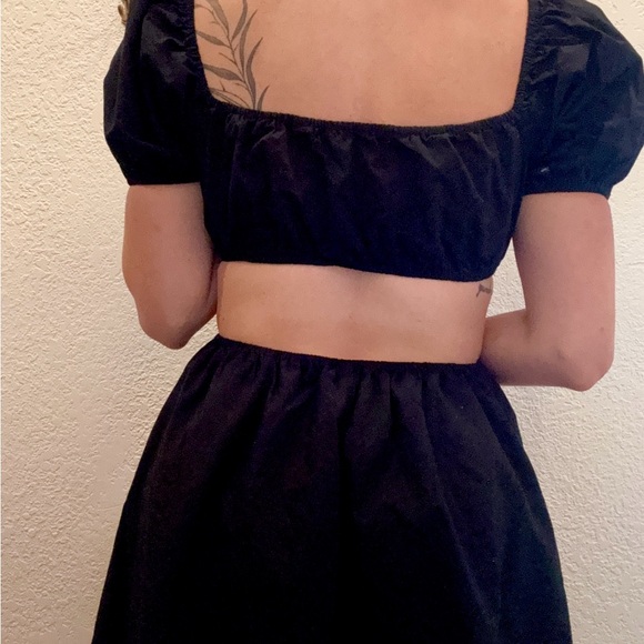 Black Cotton Dress with cutouts - Picture 3 of 4